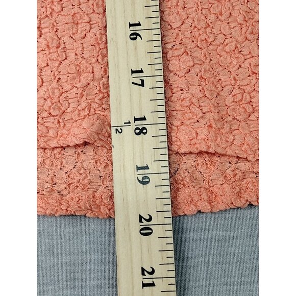 Worthington Essentials Women's Peach Textured Floral Short Sleeve Blouse Top Med - Picture 5 of 6